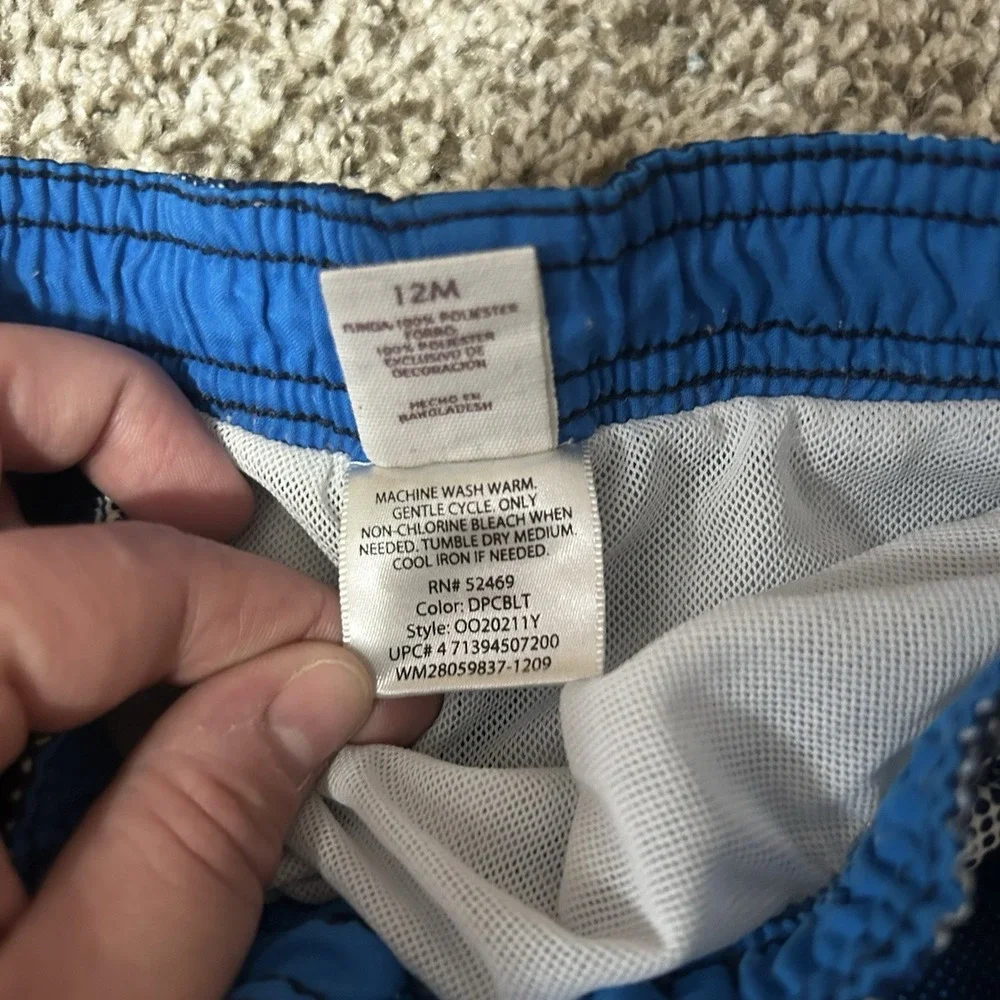 OP‎ Toddler Boys Swim Trunks Size 12 Months Blue Shark Print Pool